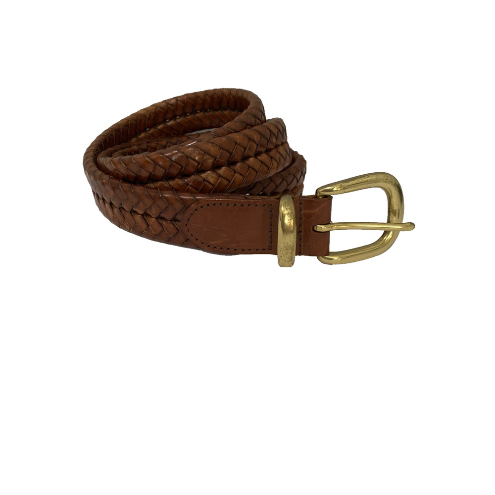 Vintage COACH Brown Belt 5992 British Tan Woven Leather Braid Men's 40 " 100 cm
